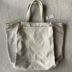 NWT Anthropology canvas sequins tote